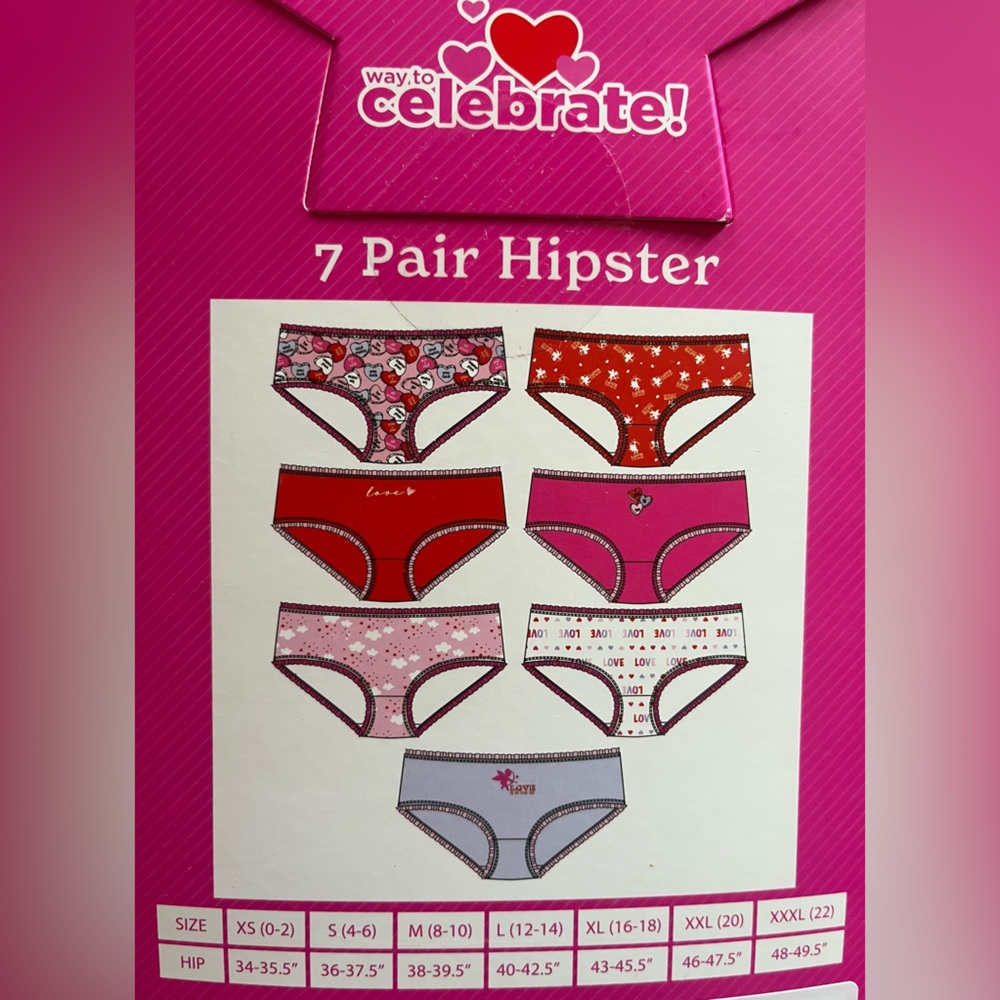 Valentine's Day Jersey Hipster Panties 7-Pack. Women size XL (16-18) New in Box. - Picture 14 of 16